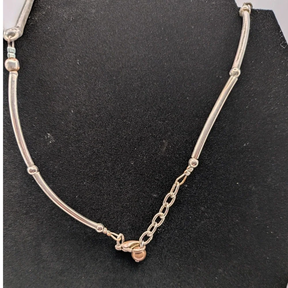 Geometric White Glass Statement Necklace Silver Tone Bib by Lapis Zagreb Croatia - Picture 5 of 9